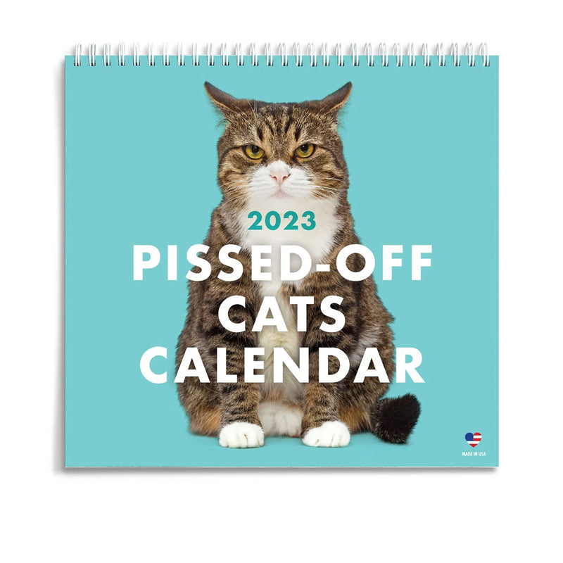 "Arg Kattkalender 2024: Charmig kalender med uttrycksfulla, humoristiska kattbilder, perfekt present för kattälskare."