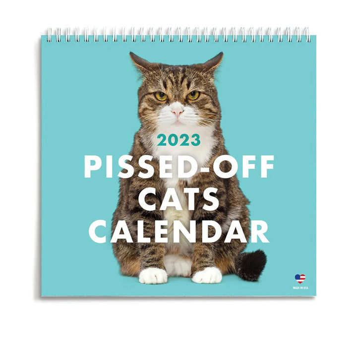 "Arg Kattkalender 2024: Charmig kalender med uttrycksfulla, humoristiska kattbilder, perfekt present för kattälskare."