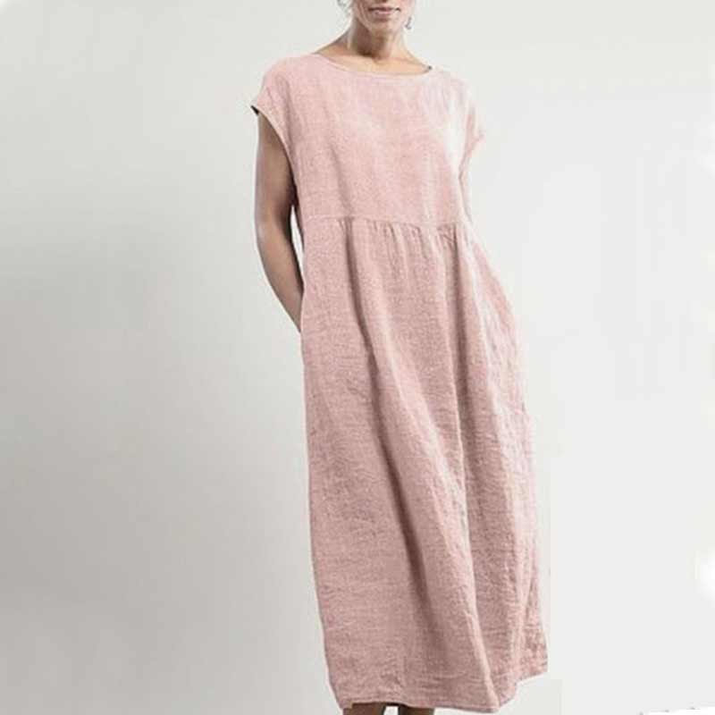 "Ärmlös sommarklänning för kvinnor med ficka i A-linje, lätt polyester, chic stil, flera färger, smickrande passform."