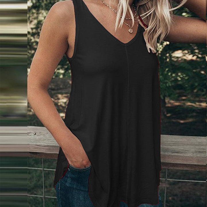 "Ärmlös väst i bomull och modal för kvinnor, stilren design i vitt, svart eller rosa, perfekt för sommar och casual tillfälle