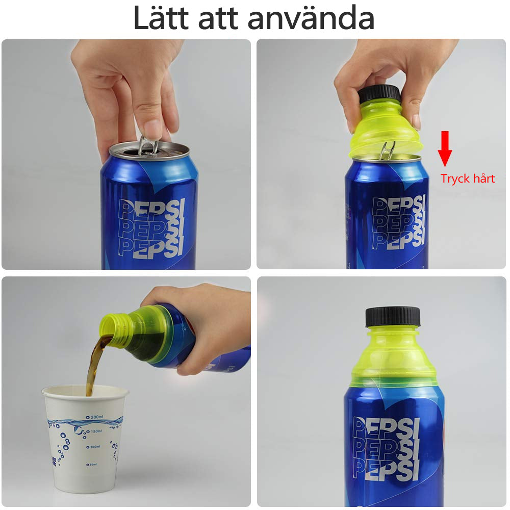 "Återanvändbara färgglada läskburkslock för icke-spillande och säker transport av drycker, perfekt för picknick."