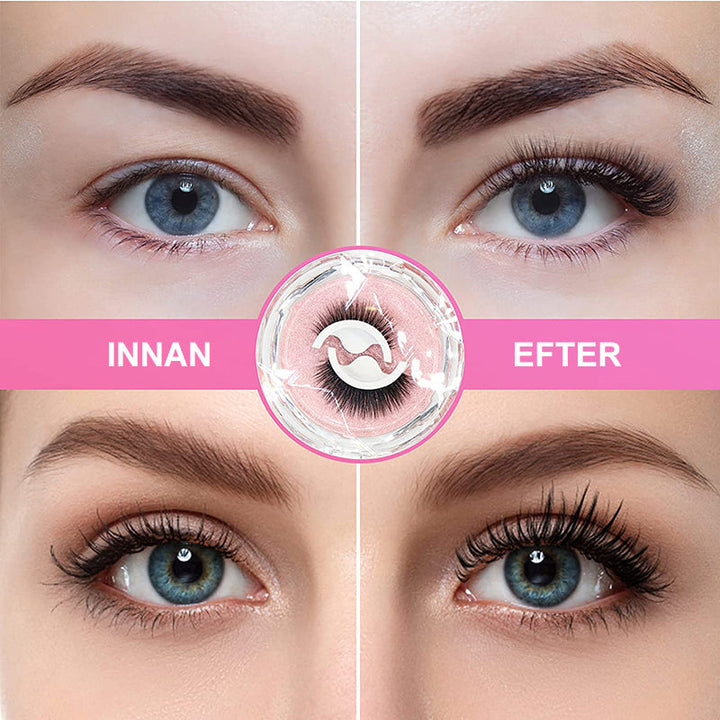 "Återanvändbara självhäftande ögonfransar, naturligt fluffiga, inga lim krävs, för glamorös ögonmakeup, skönhetsprodukt."
