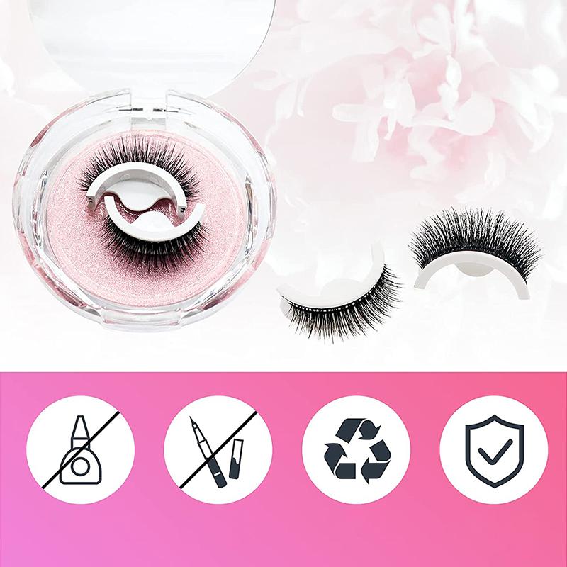"Återanvändbara självhäftande ögonfransar, naturligt fluffiga, inga lim krävs, för glamorös ögonmakeup, skönhetsprodukt."