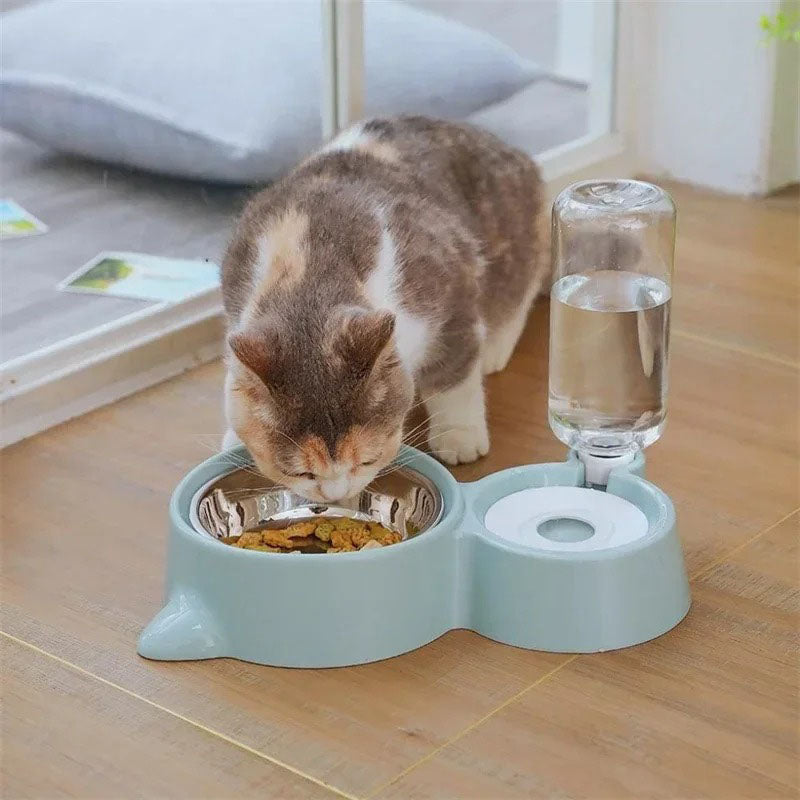 Smart husdjurstillbehör: Automatisk 2-i-1 matskål med vattendispenser för både katt och hund.