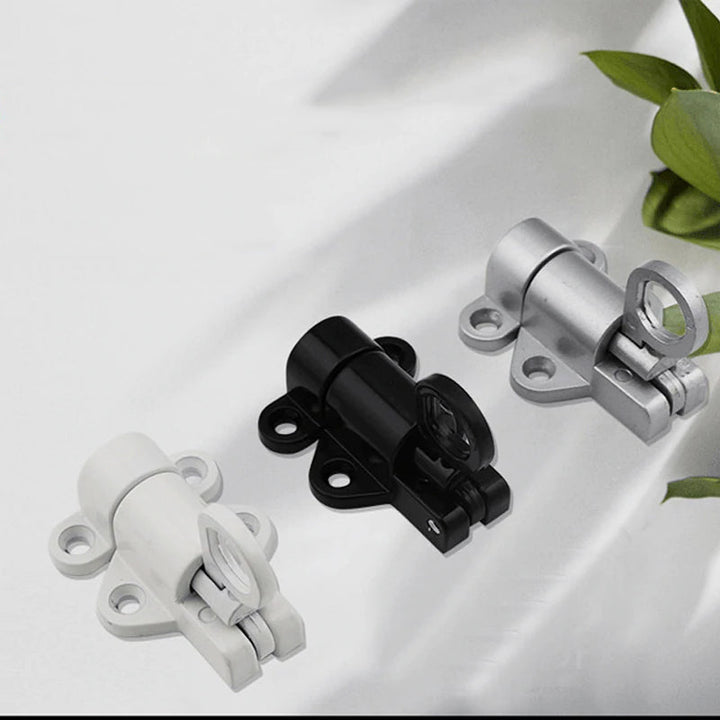 "Automatisk fjäderspärr i aluminium för hem, stilren design, säker stängning av dörrar, i vitt, svart eller silver."
