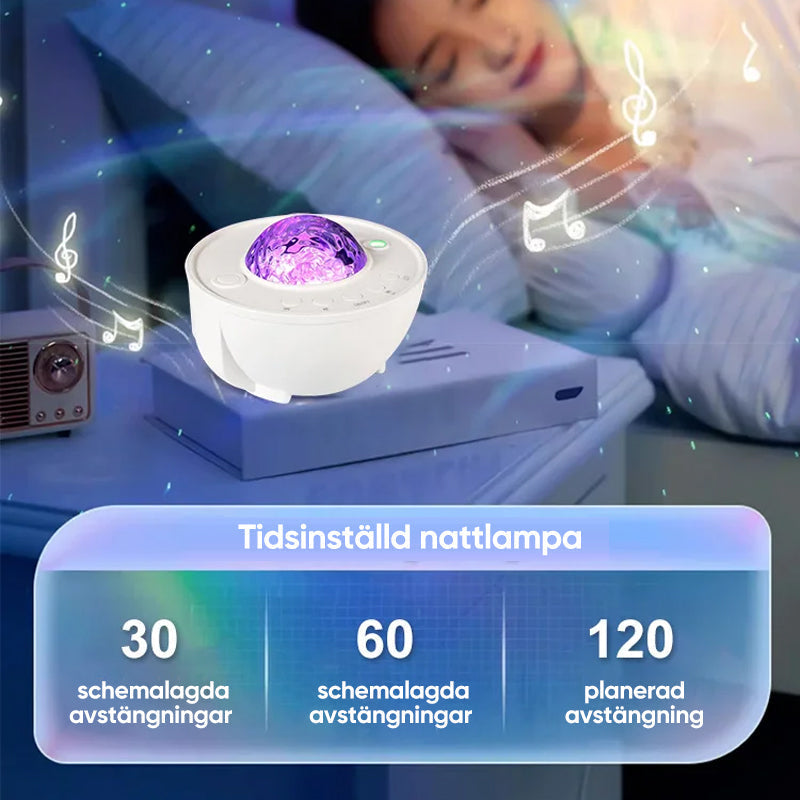 "Automatisk stjärnhimmel lampa med 3D-effekt, RGB-färger och fjärrkontroll för hemmet. Elegant och fascinerande belysning."