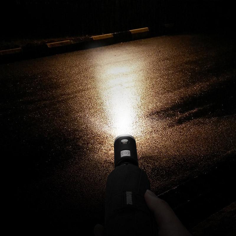 "Automatiskt fällbart paraply med LED, reflexrand, svart design, säkerhet och stil i regn och mörker, accessoar"