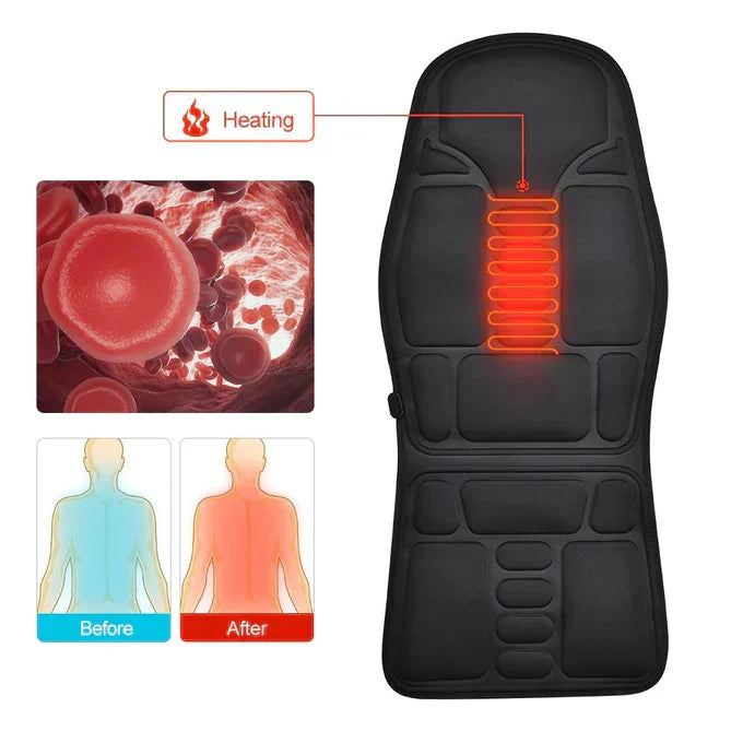 Bekväm massagekudde av minnesskum med värme och vibration för optimal avslappning i hemmet.