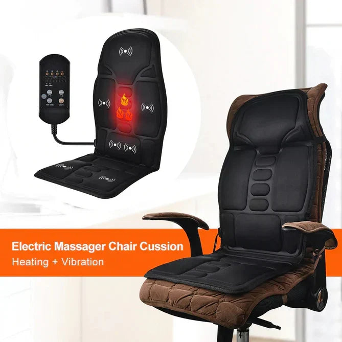 Massagekudde med åtta vibrationsmotorer och lugnande värme för intensiv ryggmassage.