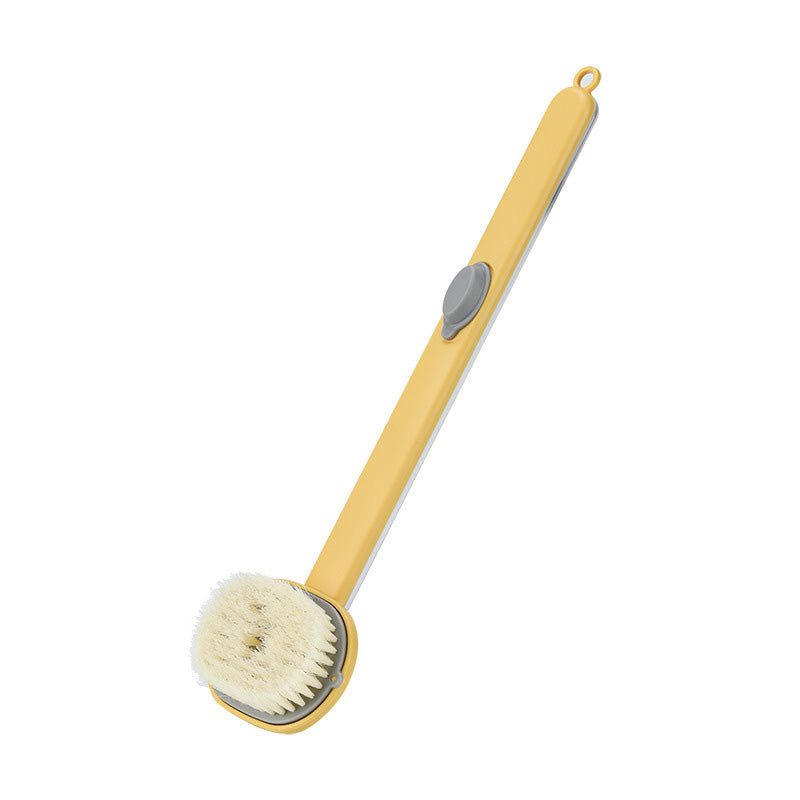 "Avtagbar badmassageborste med långt handtag, ergonomisk design, exfolierar huden, nylonborst, pastellfärger"