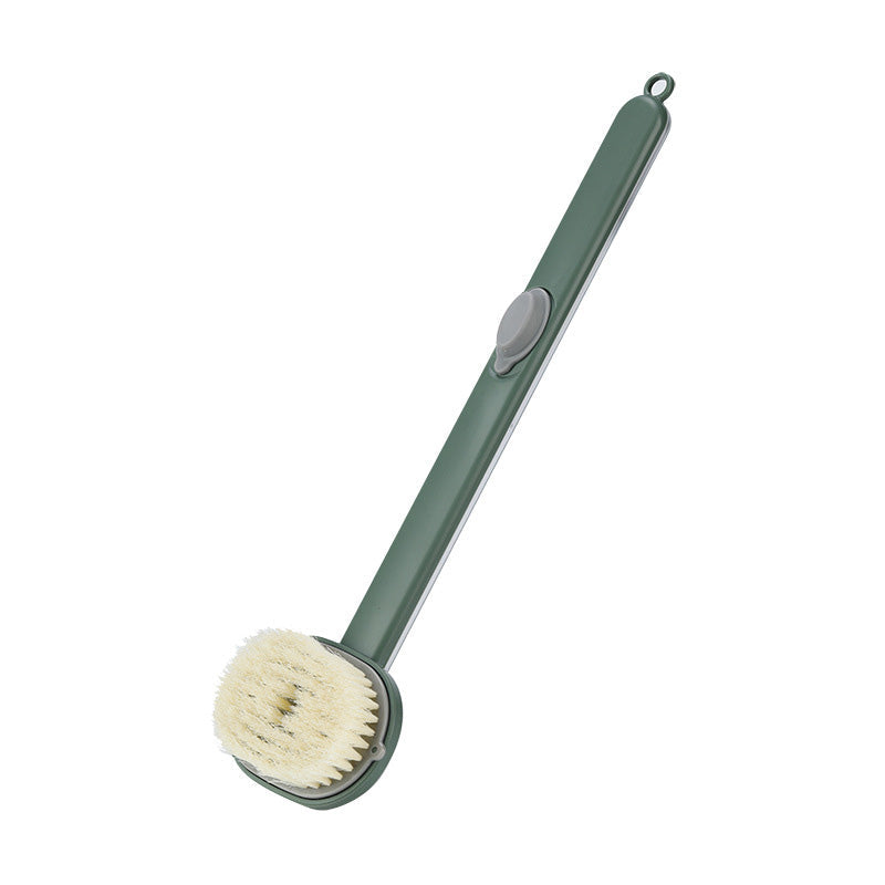 "Avtagbar badmassageborste med långt handtag, ergonomisk design, exfolierar huden, nylonborst, pastellfärger"
