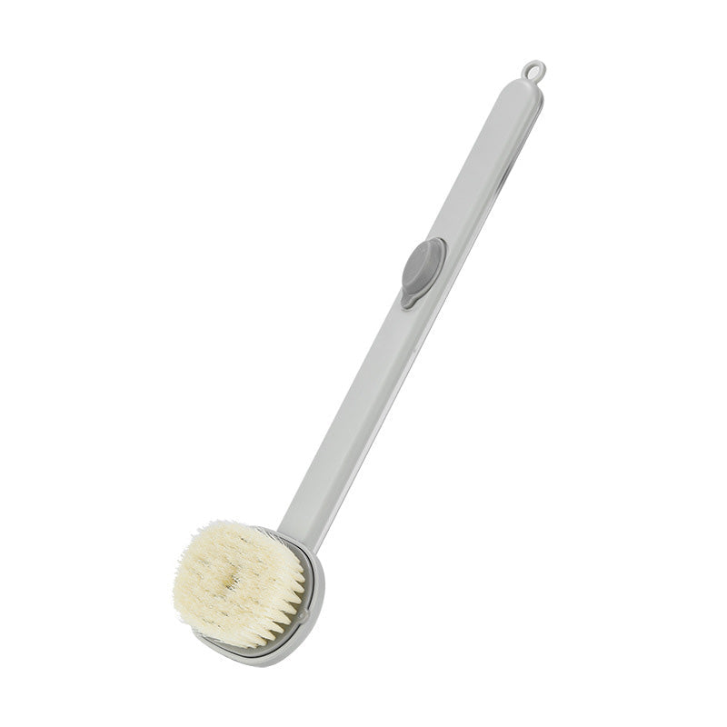 "Avtagbar badmassageborste med långt handtag, ergonomisk design, exfolierar huden, nylonborst, pastellfärger"