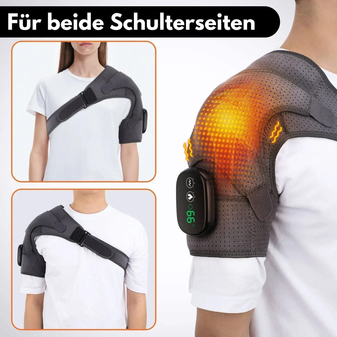 Axel- & nackmassageapparat med värme och vibration för smärtlindring. Ergonomisk för friskvård.