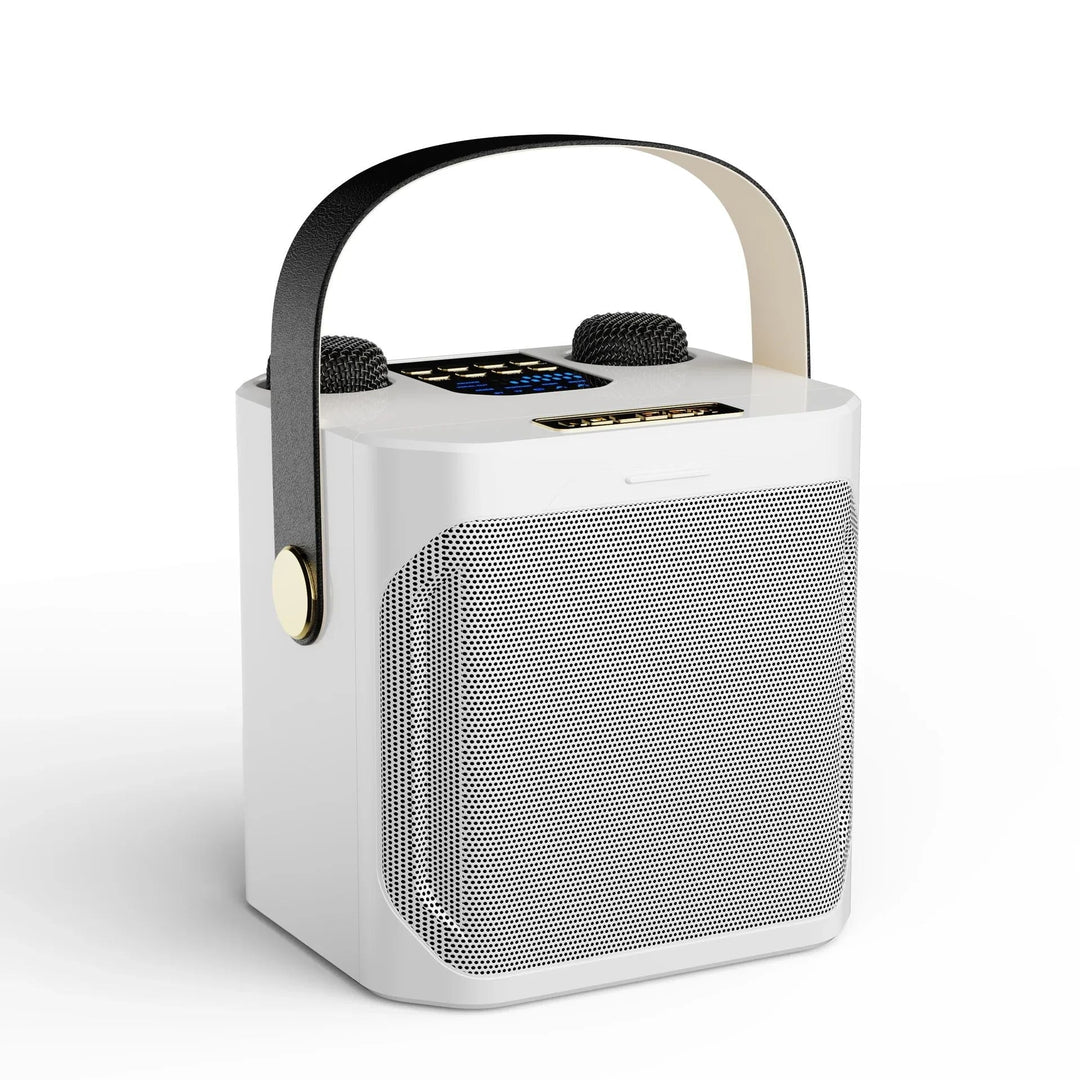 Trådlös festhögtalare för utomhusbruk. Kraftfullt ljudsystem med 360° surround för karaoke.