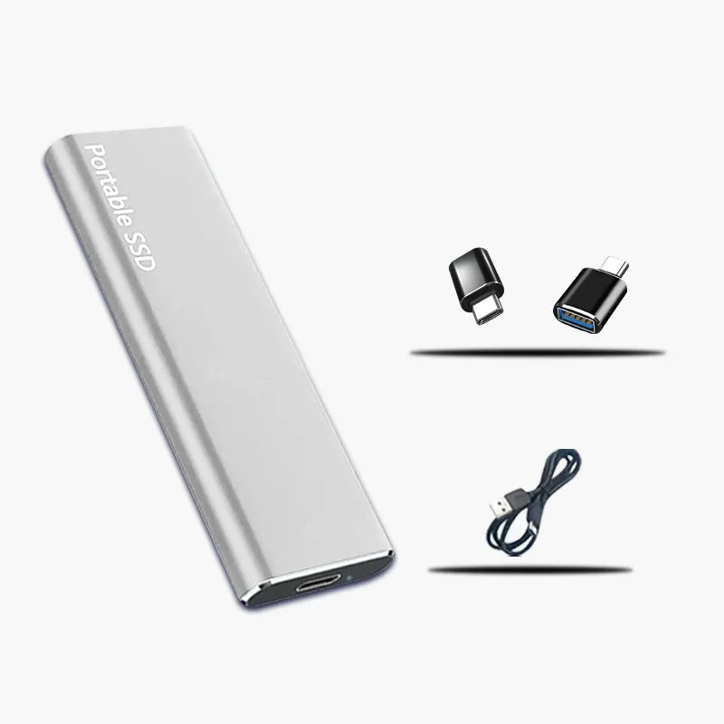 Extern 4TB hårddisk, svart finish. Bärbar med USB-C för snabb dataöverföring och backup av filer.