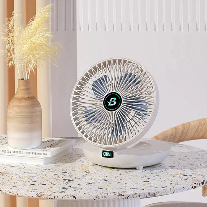 Bärbar köksfläkt för svalka och ventilation i hemmet, uppladdningsbar design.