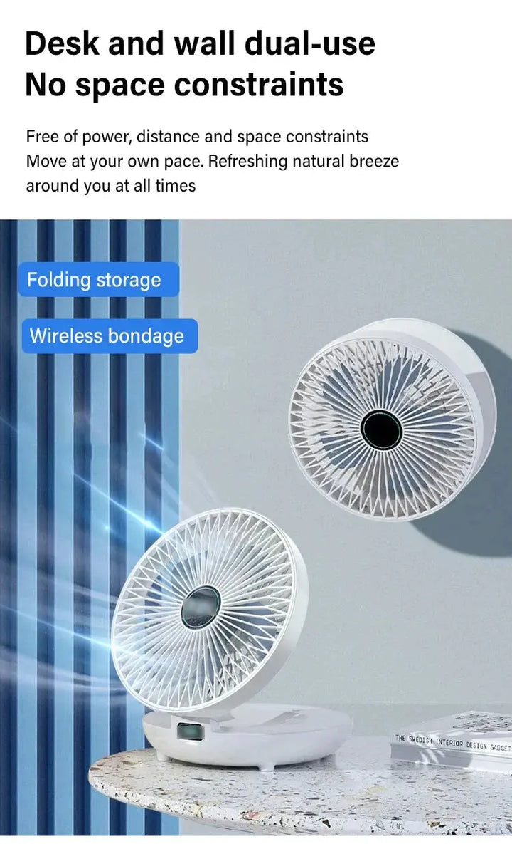 Uppladdningsbar bärbar fläkt med lång batteritid, perfekt för tyst ventilation i hushållet.