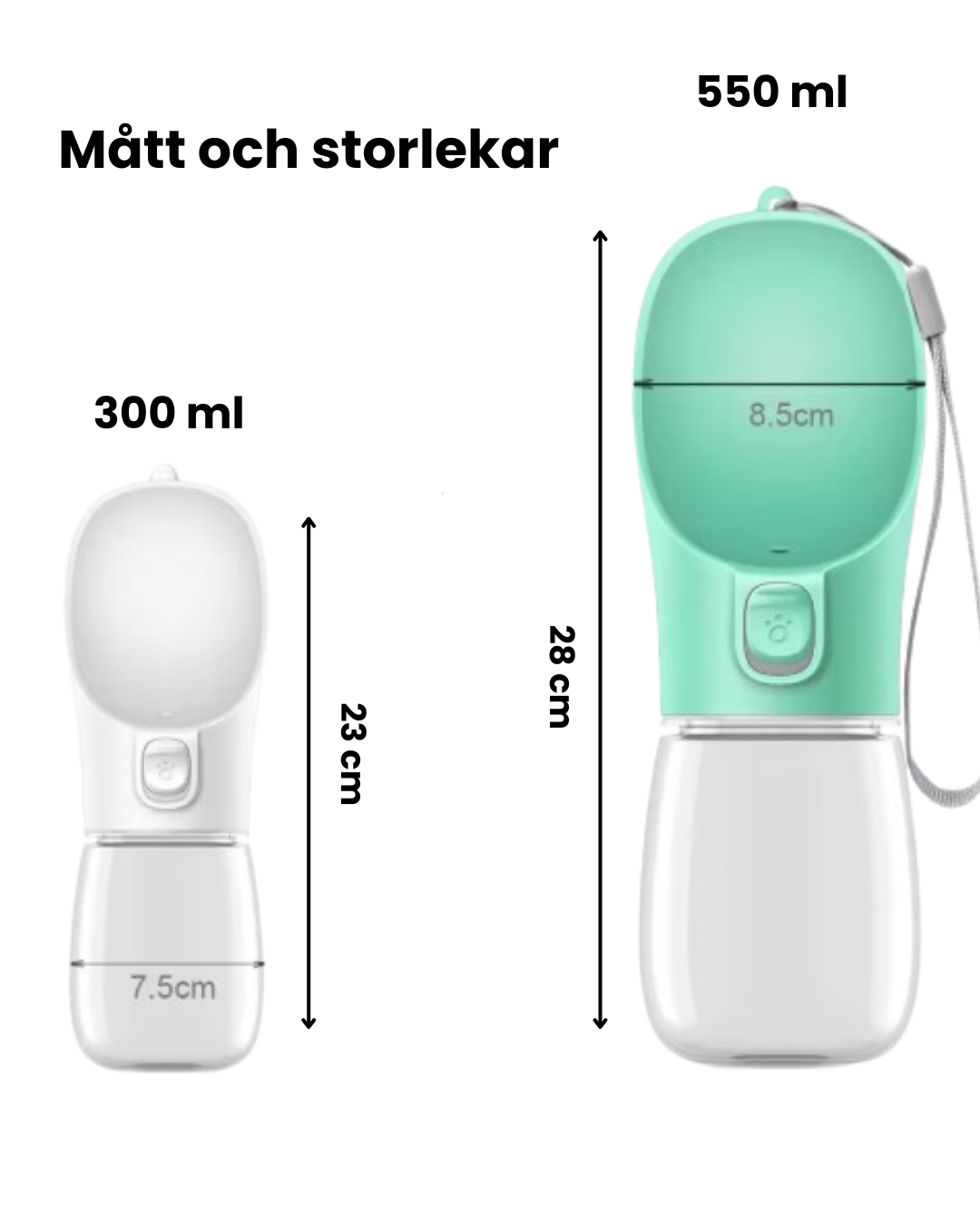 En oumbärlig reskamrat: Bärbar vattenflaska med skål för husdjur, håller hundar och katter hydrerade.