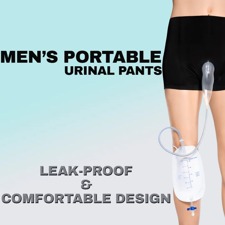 Bekväma urinalbyxor i bomull med silikon för män. Ger komfort och hygien vid inkontinens och långa resor.