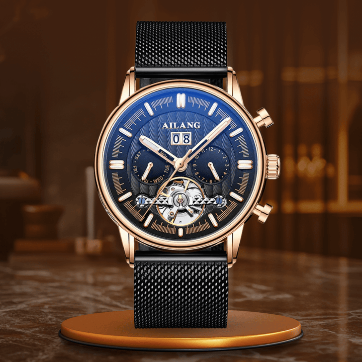 Elegant Tourbillon-klocka med läderrem