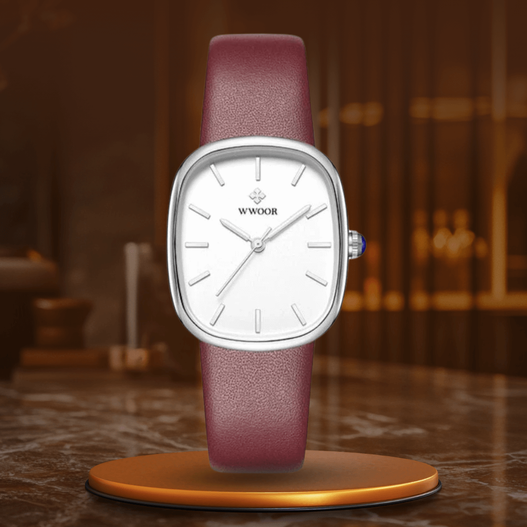 Elegant Kvartsur med Läderrem