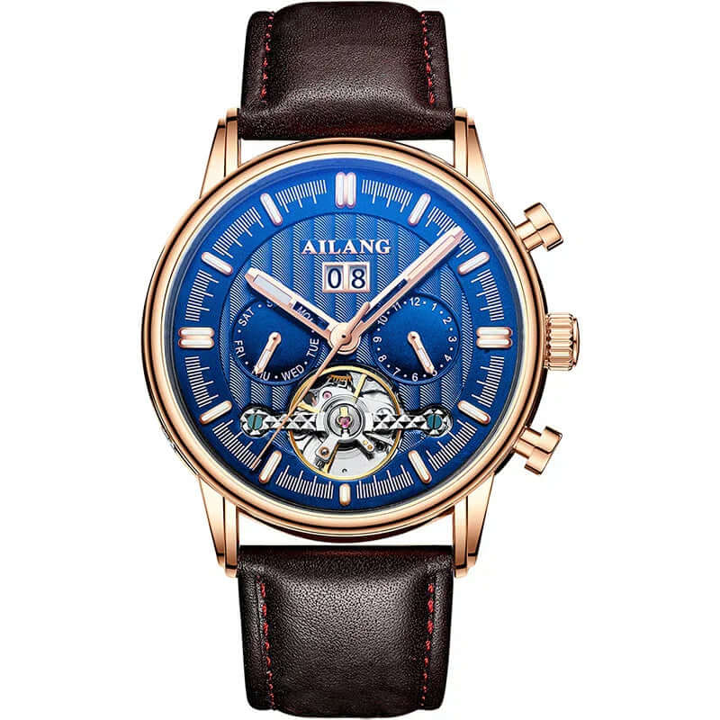 Elegant Tourbillon-klocka med läderrem