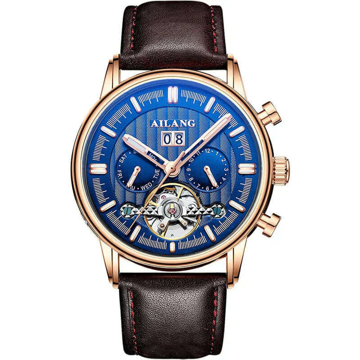 Elegant Tourbillon-klocka med läderrem