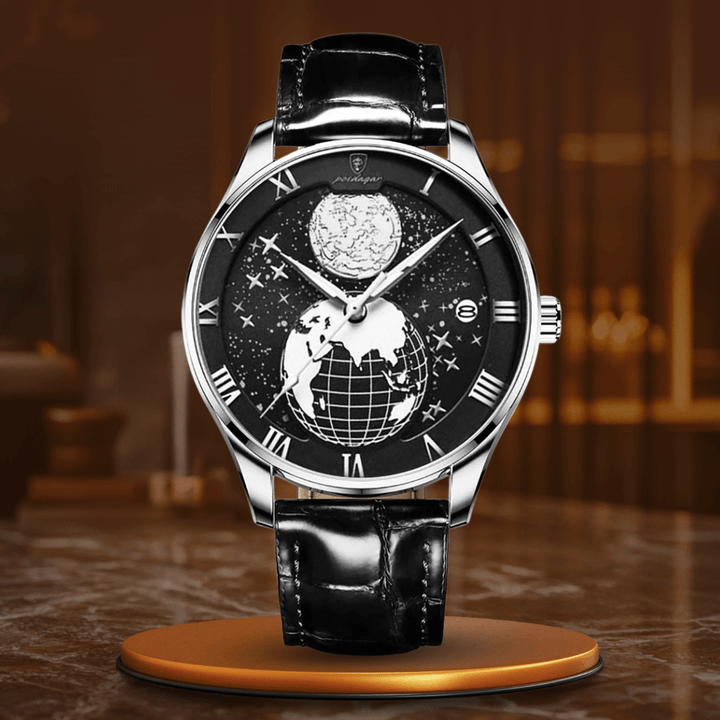 Elegant Quartz Watch with Leather Strap