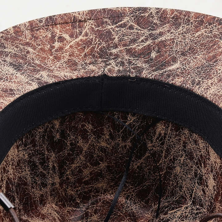 Cowboyhatt i läder med benpärlor – Westernstil