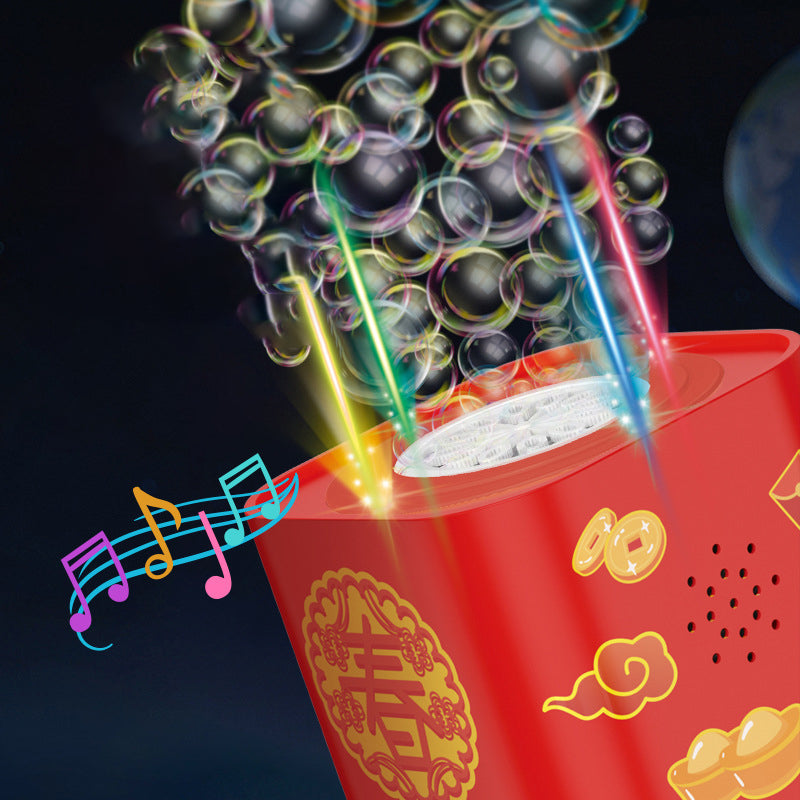 "Bärbar bubbelmaskin med 20-hålsdesign, skapar färgglada bubblor, perfekt för barnkalas och utomhuslekar."