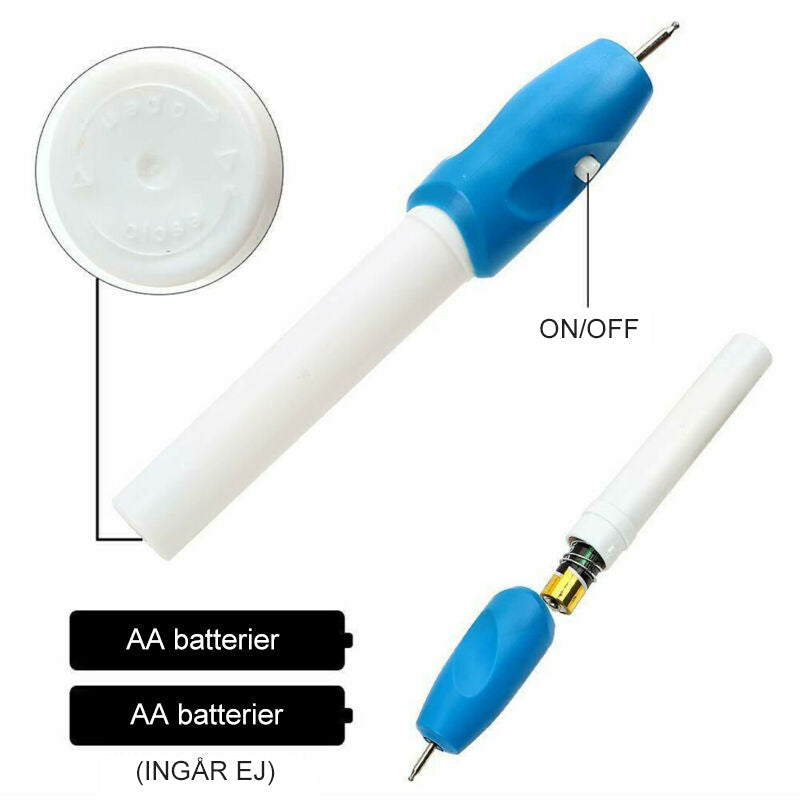 "Bärbar elektrisk gravyrpenna för exakta graveringsdetaljer på metall, trä, glas och plast. Perfekt för DIY och professionell