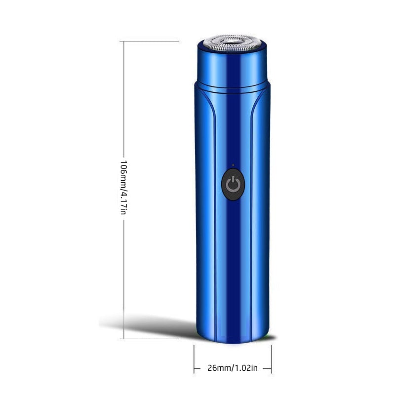 "Bärbar elektrisk rakapparat i aluminium, kompakt design, svart färg, perfekt för ansikte och kropp, IPX7 vattentät."