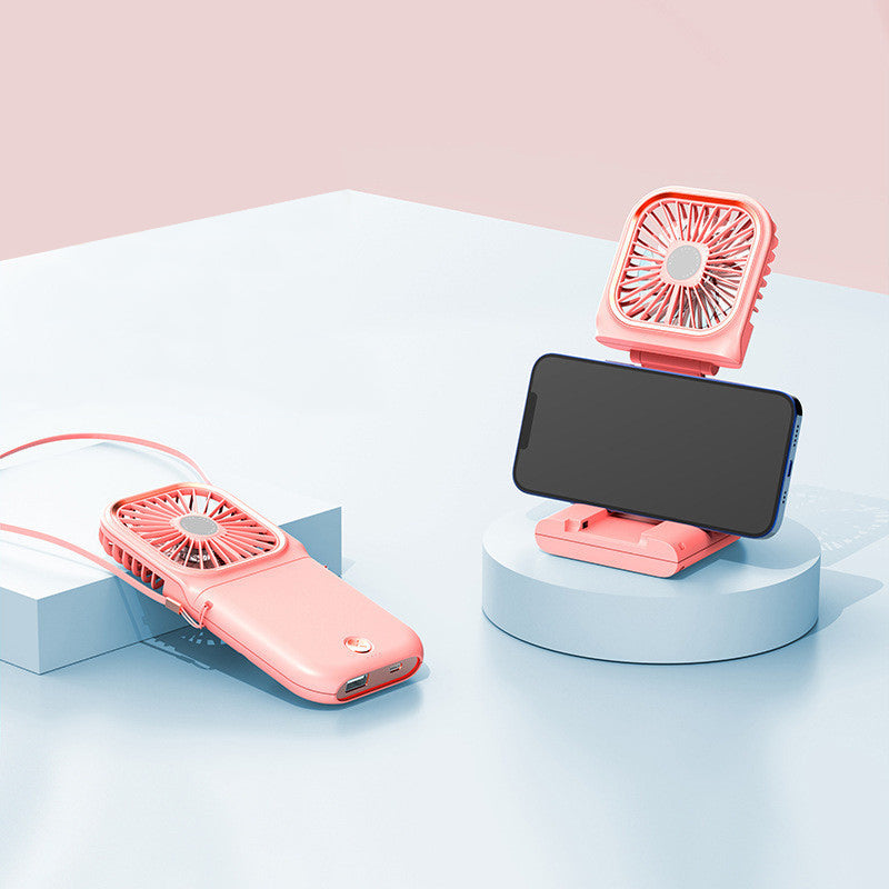 "Bärbar halsfläkt för sommar, USB-laddning, hängande design, stilren, kompakt, kylning, flera färgalternativ."