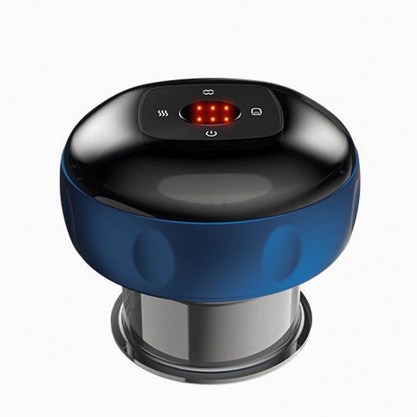 Bärbar massageapparat för koppning med rödljus, kompakt design och dynamisk sugteknik för individuell massage och ljusterapi.