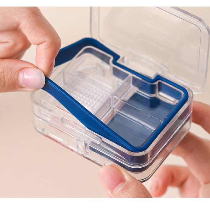 "Bärbar multifunktionell plastmedicinlåda i flera färger med skarpt blad och fuktsäker silikonring."