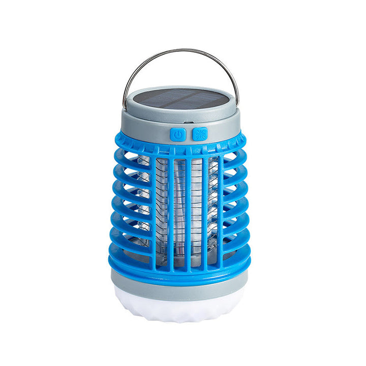 Bärbar mygg- och insektsdödare med UV-teknik, kompakt design för utomhus och inomhusbruk, svart och orange detaljer.