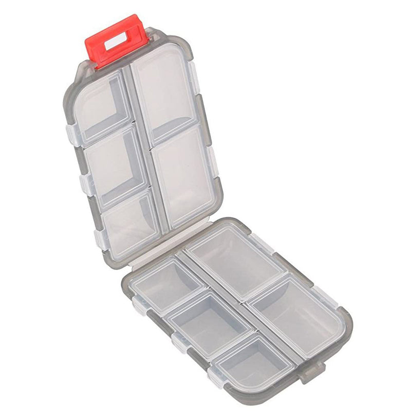 Bärbar pillerlåda i flera färger, kompakt design, perfekt för resa och förvaring av piller, vitaminer och småsaker.