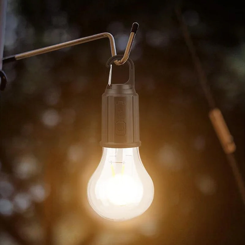 "Bärbar retro hängande lampa med vintage design och Type-C laddning, perfekt för utomhusbruk som camping och trädgård."