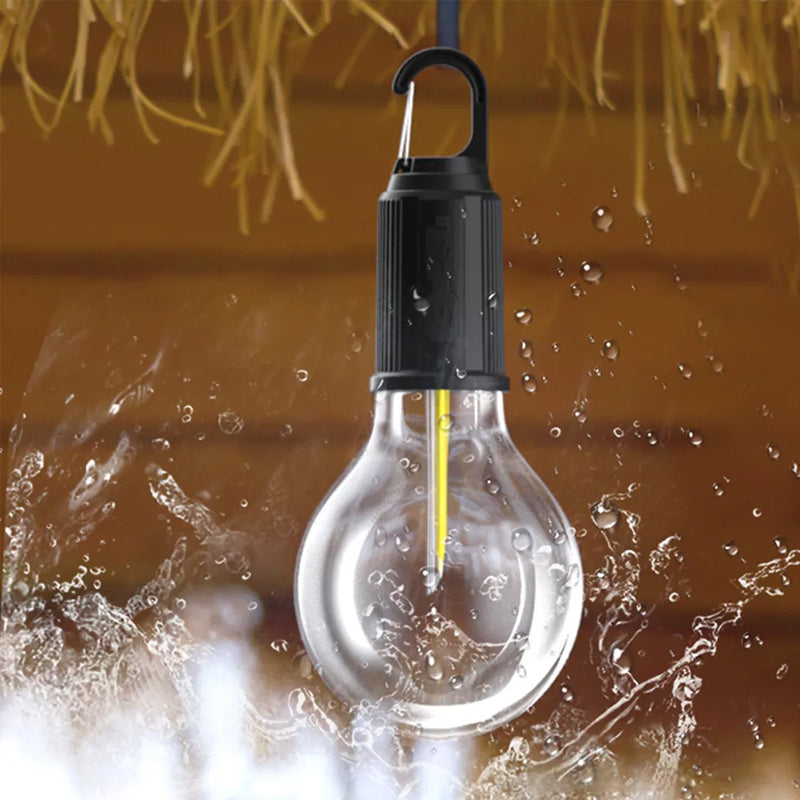 "Bärbar retro hängande lampa med vintage design och Type-C laddning, perfekt för utomhusbruk som camping och trädgård."