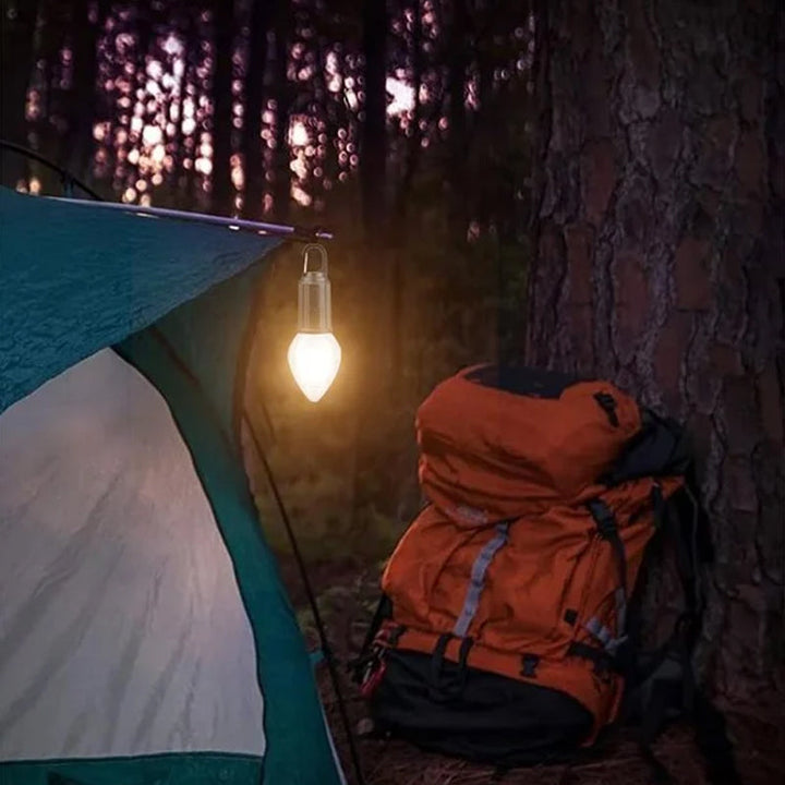 "Bärbar retro hängande lampa med vintage design och Type-C laddning, perfekt för utomhusbruk som camping och trädgård."