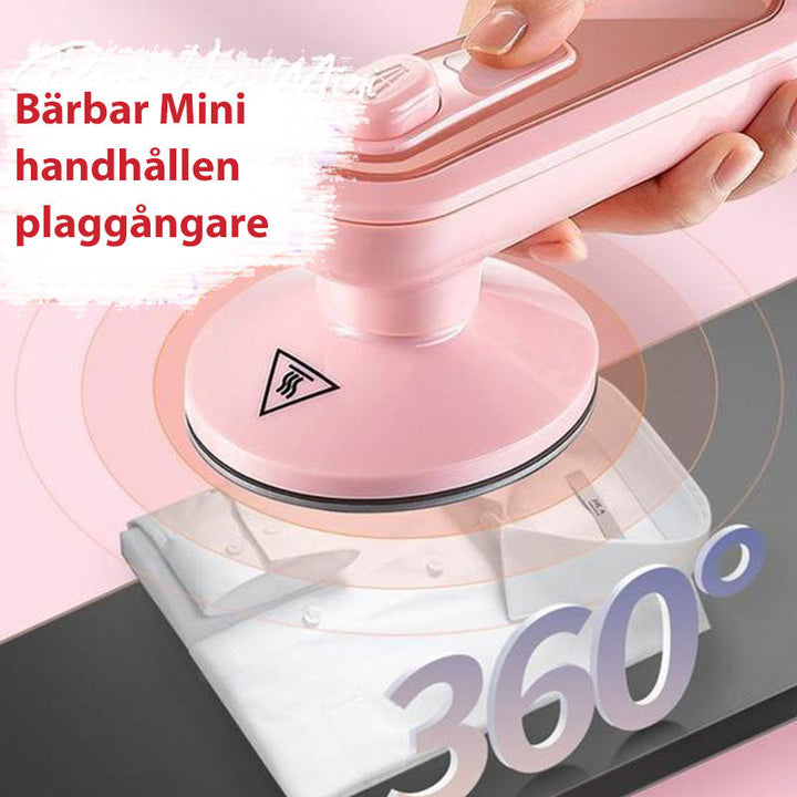 "Bärbart ångstrykjärn för hem och resa; kompakt, vit design med rundade kanter och inbyggd vattentank, effektiv rynkborttagni