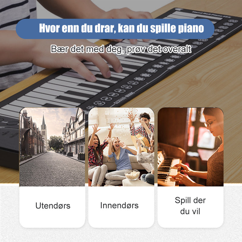 "Bärbart roll-up digitalpiano med 49 tangenter, kompakt design, högkvalitativt silikonmaterial, perfekt för musikälskare."
