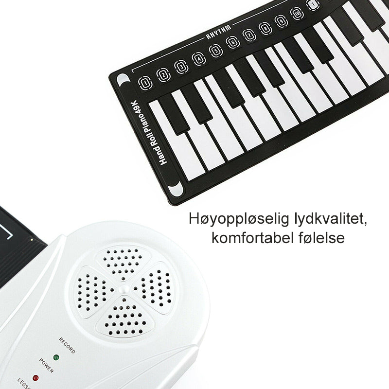 "Bärbart roll-up digitalpiano med 49 tangenter, kompakt design, högkvalitativt silikonmaterial, perfekt för musikälskare."