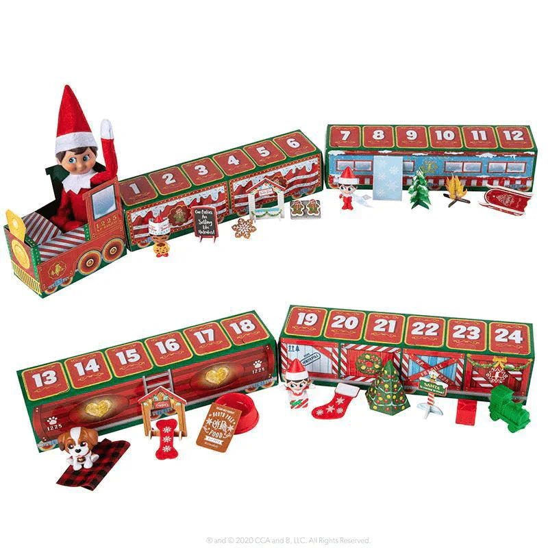 "Barn adventskalender med krubba, 24 överraskningar, figurer, djur och juldekorationer i färgglada plastmaterial."