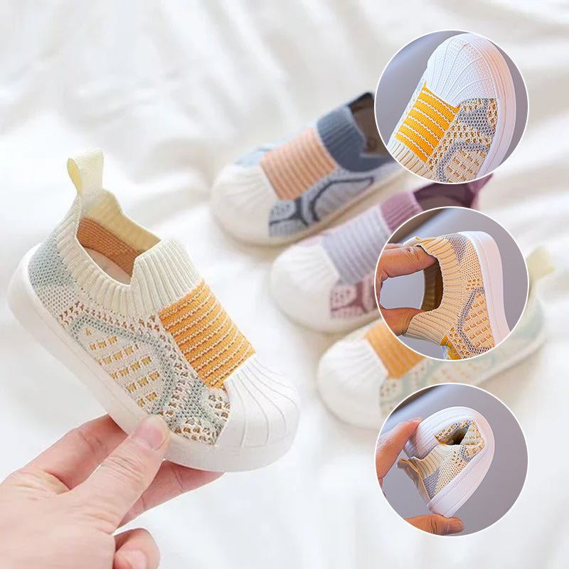 "Barn slip-on sneakers i mesh, halkfria och stretchiga, lätt andningsbart tyg, elastisk öppning, flera färger"