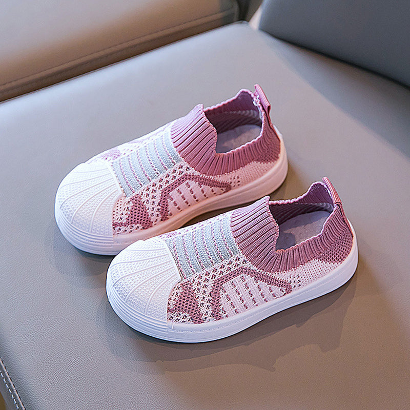 "Barn slip-on sneakers i mesh, halkfria och stretchiga, lätt andningsbart tyg, elastisk öppning, flera färger"