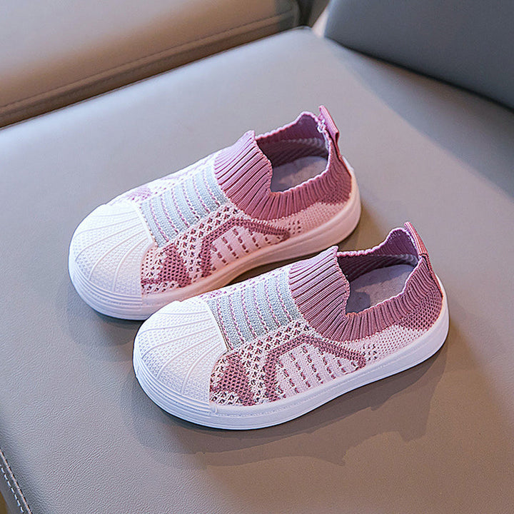 "Barn slip-on sneakers i mesh, halkfria och stretchiga, lätt andningsbart tyg, elastisk öppning, flera färger"