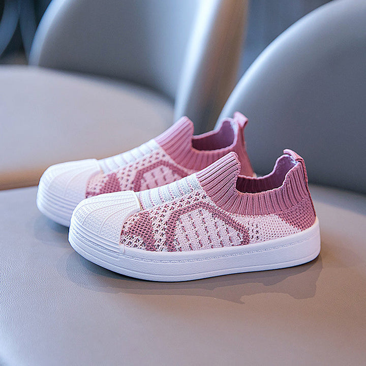 "Barn slip-on sneakers i mesh, halkfria och stretchiga, lätt andningsbart tyg, elastisk öppning, flera färger"