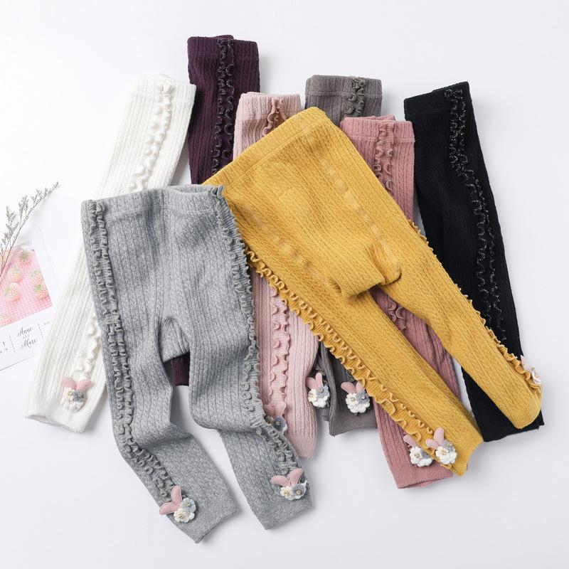"Barn volangleggings för kallt väder, flicka, söt design med volanger, flera färger, mjuk bomull för komfort och stil."