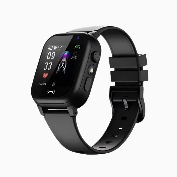 Närbild på modern, vattentålig barn smartwatch med tydlig display, GPS och kommunikation för aktiva barn.